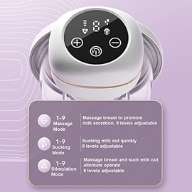 Mingzhe Extractor de Leche portátil, 2 Unidades, Manos Libres, 3 Modos, 9 Niveles de succión, bajo Nivel de Ruido, Brida de Silicona de 26 mm,...     