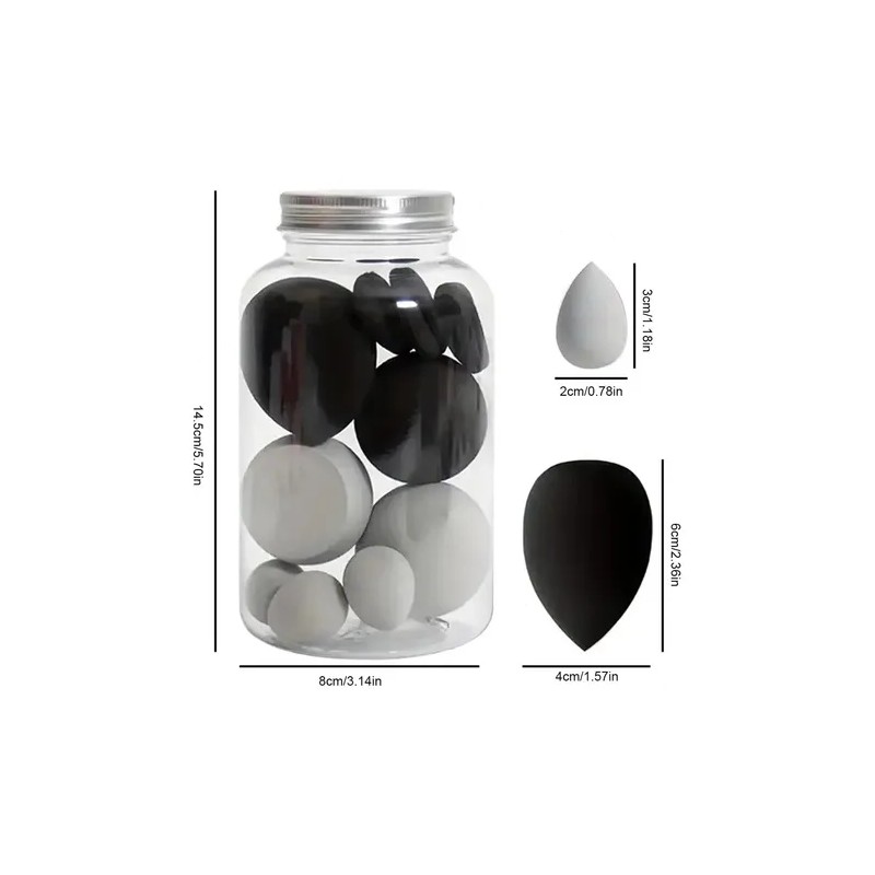 14 Huevos De Maquillaje De Esponja Negros (con Caja)