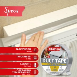 XFasten Super Strong Duct Tape, Gray/Silver, 2-Inch x 50 Yards, 11mil | Waterproof and UV-Resistant Heavy-Duty Duct Tape | All Weather Duct Tape for Packing, Patch, and Outdoor Repairs
