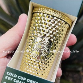 Starbucks NWT Starbucks Holiday 2022 Chrome ‘Gold Bling’ Studded Ornament Keychain