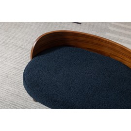 HomSof 26.77" Scandinavian Style Elevated Dog Cat Bed Pet Sofa with Solid Wood Legs and Bent Wood Back, Velvet Cushion with Walnut，Navy+Brown