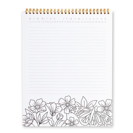 Elyse Breanne Design, 8.5" x 11", Top Spiral Bound, 52 Sheet, All-In-One, Flip Over Notepad, Journal, Perpetual Calendar, Planner, Adult Coloring Book, Multipurpose Color-In Notebook
