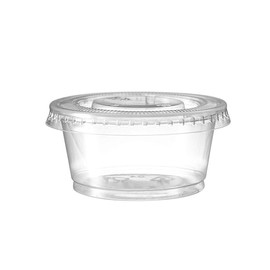 Portion Cups with Lids (2 Ounces, 100 Pack) | Disposable Plastic Cups for Meal Prep, Portion Control, Salad Dressing, Jello Shots, &  | Small Plastic Condiment Container