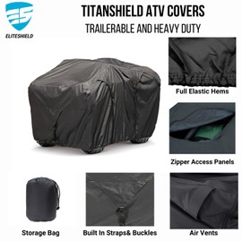 EliteShield Trailerable ATV Cover, Heavy Duty Waterproof Outdoor UV Protection Weatherproof 4 Wheeler Quad Cover for Polaris Kawasaki Yamaha Suzuki Honda Arctic Cat Can-Am, Fits up to 83" Long
