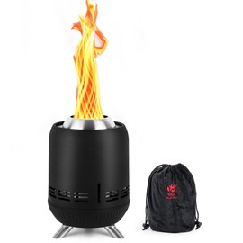 BiggerFire 9" Portable Table Top Fire Pit, Tabletop Smokeless Fire Pit, Low Smoke Burning Mini Outdoor Stove Firepit Fueled by Pellets or Wood for Camping Patio Backyard, with Travel Bag,23.2x16.3cm