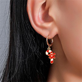 QLYOVWE 6 Pairs Christmas Candy Earrings for Women Cute Red Green Peppermint Sweetmeat Hoop Earrings Xmas Spiral Threader Dangling Earring Christmas Stocking Stuffer Gifts (Candy Cane B)