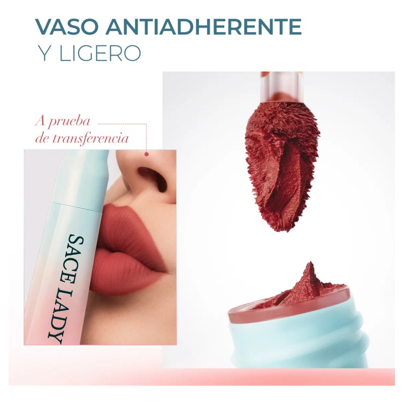 Sacelady Labial Y Delineador 2 En 1 Mate Suave No
