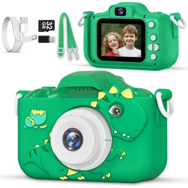 Kids Camera for 3, 4, 5, 6, 7, 8, 9 Year Old Boys Girls – 1080P HD Kids Video Camera, Toddler Selfie Dual Lens Digital Camera with Games, Toys for Toddlers Birthday Gifts with 32GB SD Card – Green