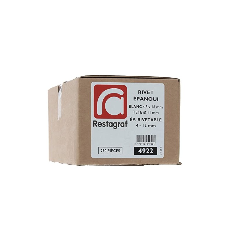 Restagraf 4922 Niete, Weiß, 9 bis 12 mm x 18