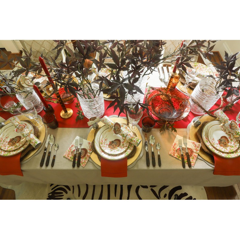 Caspari Turkey And Berries Dinner Plates - 32 Per Package