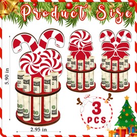 clothmile 3 Pcs Wooden Christmas Money Holder for Cash Gift with 10 Holes Candy Color Money Holder for Placing Money Red and White Money Holder Xmas Table Decorations