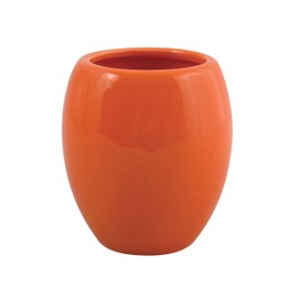 MSV - Portaspazzolino Java - Bicchiere - Ø 7,5 x 11,5 cm - Arancione - Design Moderno per Il Bagno - Superficie Facile da Pulire - Ideale per spazzolini e Accessori
