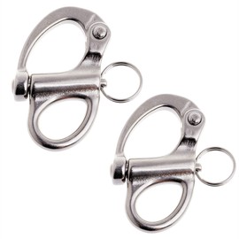 2/4 Pcs Marine 316 Stainless Steel Fixed Eye Snap Shackle, Quick Release Boat Anchor Chain Eye Jaw Swivel Stainless Snap Shackle Hook (2, 35mm)