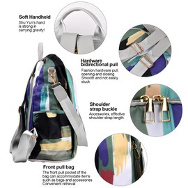 Nivofu Women's Backpacks, Anti-Theft Backpack for Women, Rucksack Shoulder Bags Ladies, Waterproof Nylon Daypack for Girls (Colorful)