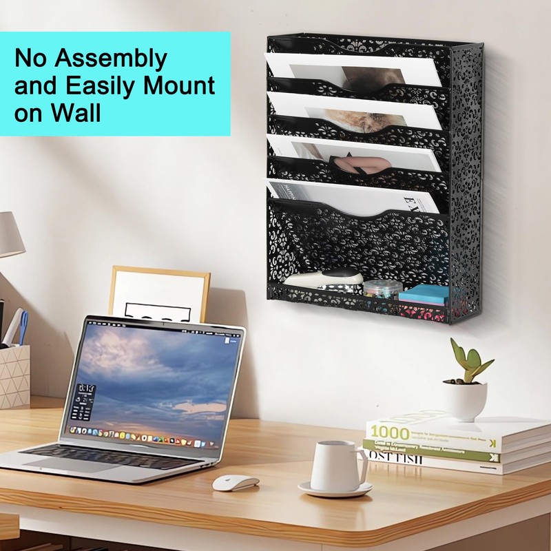 EasyPAG Desk File Organizer Heavy Duty Metal Wall Mount File