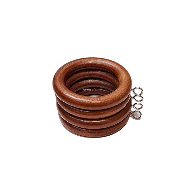 Natural Oak 45mm Wooden Curtain Pole Rings with Screw Eye