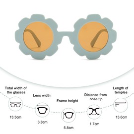 Round Flower Baby Sunglasses Glasses Kids Baby Girl Sunglasses One Size Girl's Sunglasses sunglasses kids 2 Pcs for Boys Girls Beach Parties Children's Photo Props Outdoor Activities (Orange-red Blue）