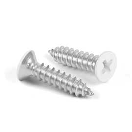 #6 x 1/2" Flat Head Wood Screw, Sheet Metal Screws, Stainless Steel 18-8 (304), White Head, 100 PCS