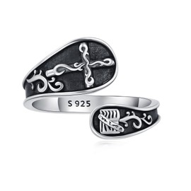 CUOKA MIRACLE Cross Ring 925 Sterling Silver Cross Faith Ring Adjustable Rings Inspirational Faith Bible Verse Ring for Women Christian Rings Jewelry jewelry For Women Daughter Friend, Stone, no