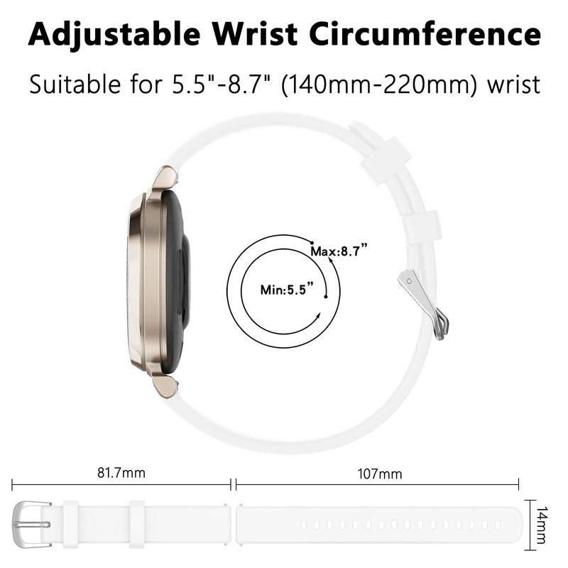 TopPerfekt Band Compatible with Garmin Lily 2, Slim Soft Silicone