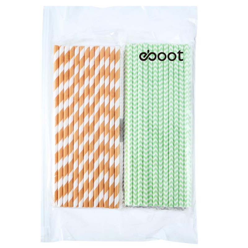 Flower Paper Straws, Organic Paper Straws, Pack of 100, Gold,