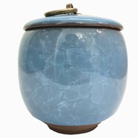 Handicrafted Ceramics Mini Pet Urns, Small Urn for Human Ashes, Ashes Keepsake Memorial Ashes Holder, Pet Coffin, Urn for Dog Ashes Cat Ashes Pet Ashes, Sealed Ceramic (Blue)