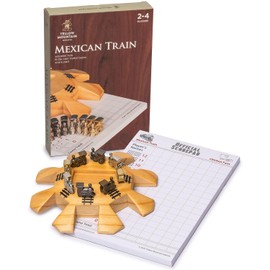 Yellow Mountain Imports Juego de Accesorios de Dominó de Tren Mexicano (Centro de Mesa de Madera, Marcadores de Tren de Metal Fundido a presión y Marcador de 60 Hojas)