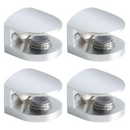 Alise Glass Shelf Bracket,Adjustable Clamp Brackets for Shelves,Wall Mount Clamps for 5-8mm Glass Shelves,Bathroom Clip Holder Support Hardware Replacement Parts,BL1010-4P Polished Chrome Pack of 4