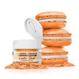 Polvo y pintura comestible Bakell, 4 g | Polvo comestible LUSTER DUST | Pintura con certificado KOSHER, polvo y polvo | 100% comestible y de grado alimenticio | pasteles, cupcakes, pastel pops, polvo vegano (naranja clásico)
