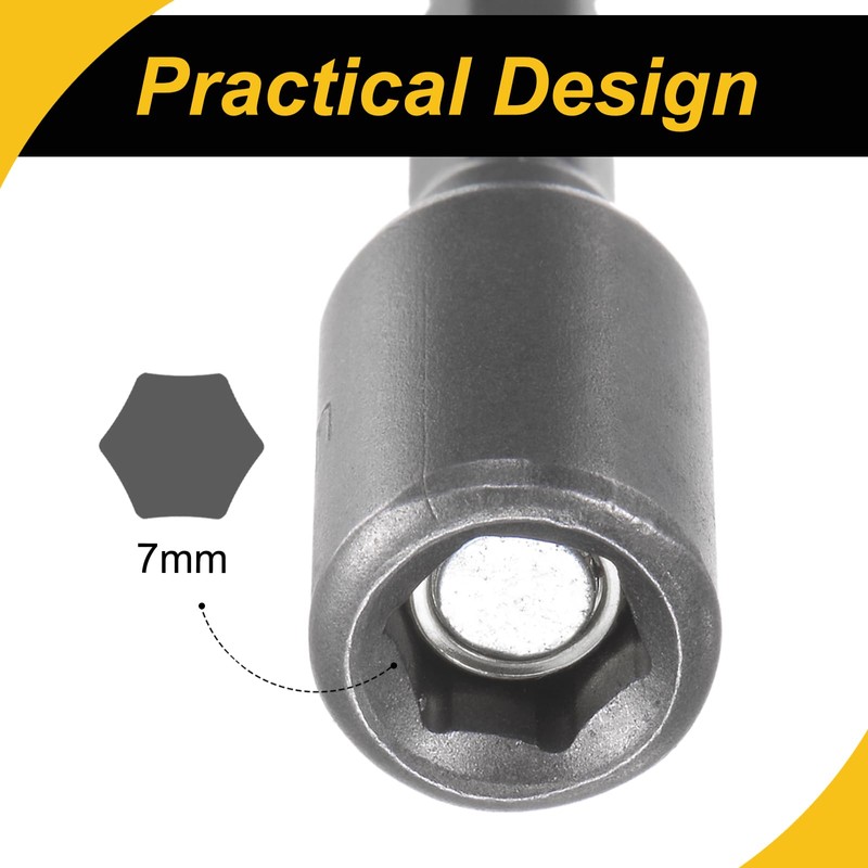 WorkBless 1/4" Quick-Change Hex Shank 7mm Magnetic Nut Driver Bit,