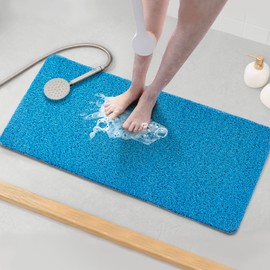 Asvin Soft Textured Bath, Shower, Tub Mat, 35x16 Inch, Phthalate Free, Non Slip Comfort Bathtub Mats with Drain, PVC Loofah Bathroom Mats for Wet Areas, Quick Drying