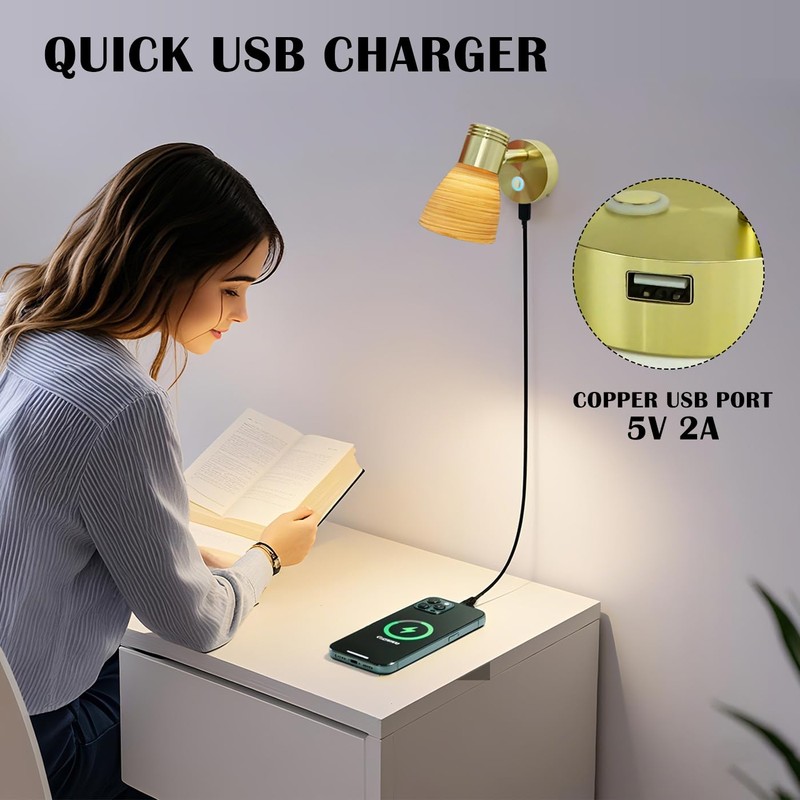 THALASSA 2 Pk Small 12V Boat Reading Light with USB