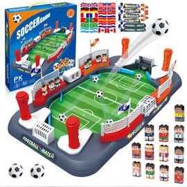 Soccer Board Game for Kids with 12 Countries Flag Stickers & 12 Star Player Figures – Interactive Foosball Table Game, Mini Pinball Sports Toy Boys Girls Birthday Family Party