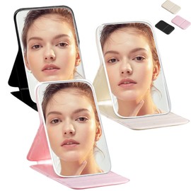 Espejo de Bolsillo - 3 Piezas Espejo Pequeo Porttil para Maquillaje, Plegable, con Diseo Antideslizante - de Mano Compacto para Viaje, Dormitorio...  