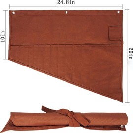 Wrench Roll Organizer, 16 Pockets Wrench Roll Up Pouch with Water Proof Oxford Cloth, Tool Roll Bag for Wrenches Organization, Used for Wrench Organization and Tool Storage (Brown)