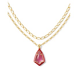 Kendra Scott Camry Enamel Framed Mlt Necklace in 14k Gold-Plated Brass, Azalea Illusion, Fashion Jewelry for Women