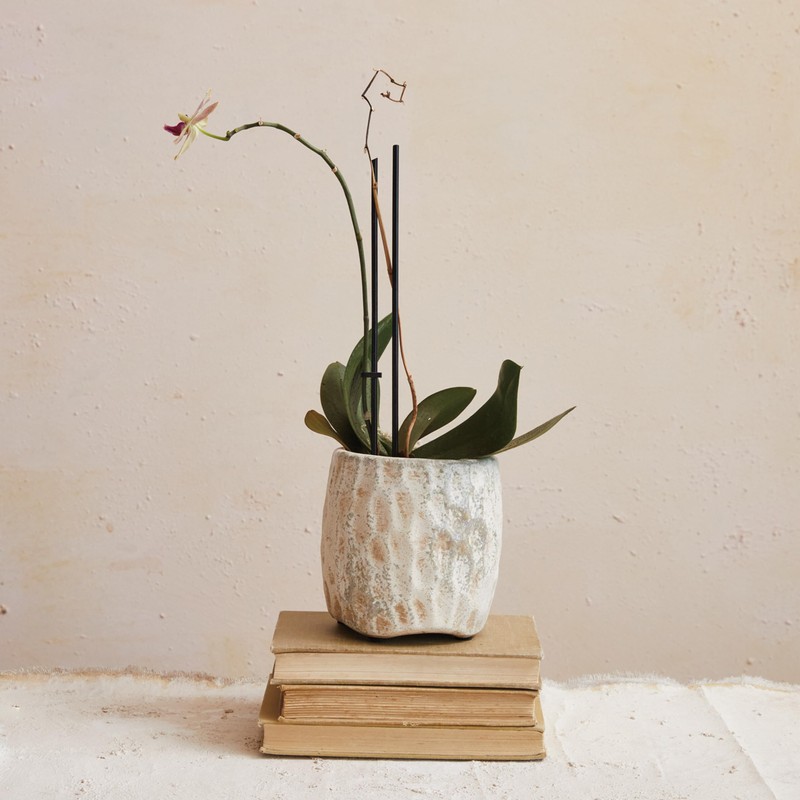 Creative Co-Op Terra-Cotta Planter with Reactive Glaze, Cream