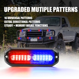 WINECO Police lights for vehicles, 8PCS LED Surface Mount Strobe Lights Kit Emergency Safety Warning Flashing Grill Grille Lighthead Assembly for Emergency Trucks Vehicles Cars construction Red Blue
