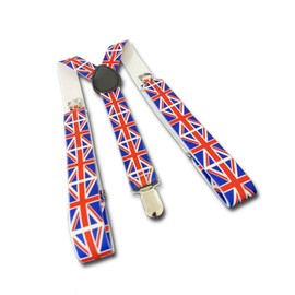 Lizzy Union Jack Suspenders | King Charles III Coronation 2023 | Fancy dress Costume Unisex Adjustable Braces Clip On Indoor Outdoor Party