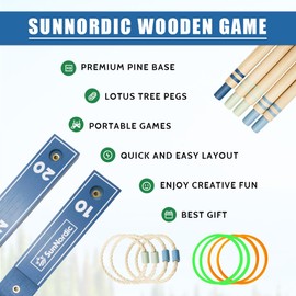 SunNordic Ring Toss Outdoor Game Set, Fun Outdoor Yard Game with Toss Rings & Carrying Bag for All Weather, Ring Toss Yard Game for Kids, Adults & Family