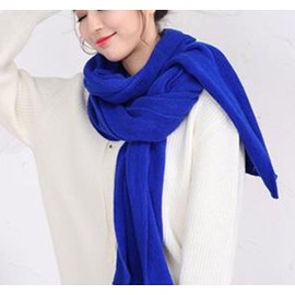 Wander Agio Women's Warm Long Shawl Winter Warm Large Scarf Pure Color Blue