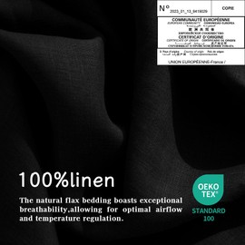 EVERLY Linen Sheets Set King Size,100% French Stonewash Pure Linen Bed Sheets,4Pieces (1Flat Sheet,1Fitted Sheet,2Pillowcase) Suitable for Hot Sleepers,Deep Pocket Natural Bedding Set-Black