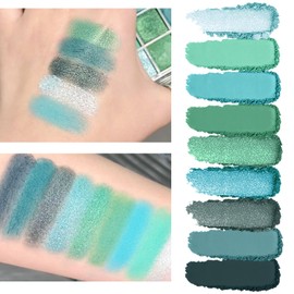 Green Eyeshadow Palette Eye Shadow Pallets for Women, Glitter Smokey Metallic Eye Shadow Grass Green Dark Green Shimmer Shiny Sparkle Eye Glitter Eye Make-Up Palettes