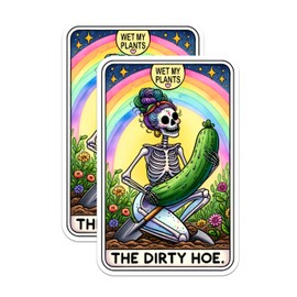 (2 Pack) The Dirty Hoe Tarot Card Magnets - Wet My Plants Funny Gardener Jokes - 5" On Longest Side - Premium Magnet - for Cars, Refrigerators, Toolboxes, Lockers - Made in USA - MAG1108