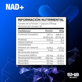 5h8 Nad+ Con Resveratrol Y Quercetina - 90 Cápsulas Sabor N/A