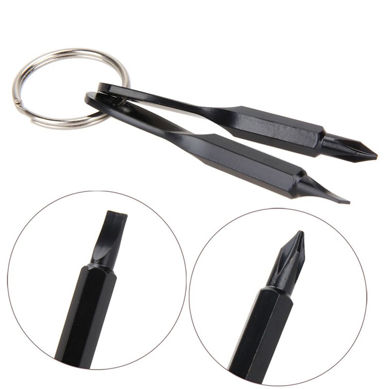 4PCS Mini Pocket Screwdriver Set Keychain Outdoor Tool Kit Stainless