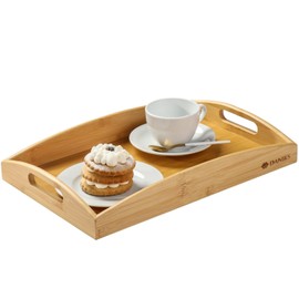Daniks Bamboo Serving Tray | Wooden Breakfast Tray with Handles | Ideal for Great for Dinner, Tea, Bar | Food Bed Tray