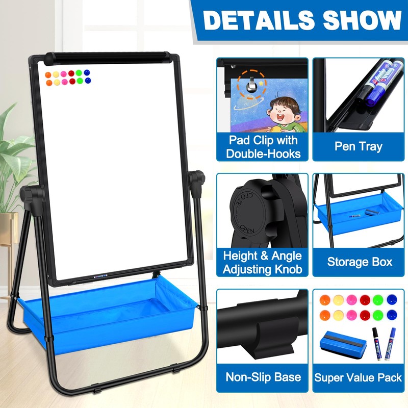 Dry Erase White Board with Stand Double Sided 28"X20" Magnetic