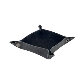 Hide & Drink, Catchall, Change Key Wallet, Coin Box, Tray Personal Items, Storage Valet, Brass Metal Snaps, Home & Travel Essentials, Full Grain Leather and Sheepskin, Handmade, Black