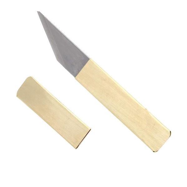 TIKUSAN Japanese Brass Pocket Knife (Kiridashi) for Right Hand 1Set Carving Marking Knife